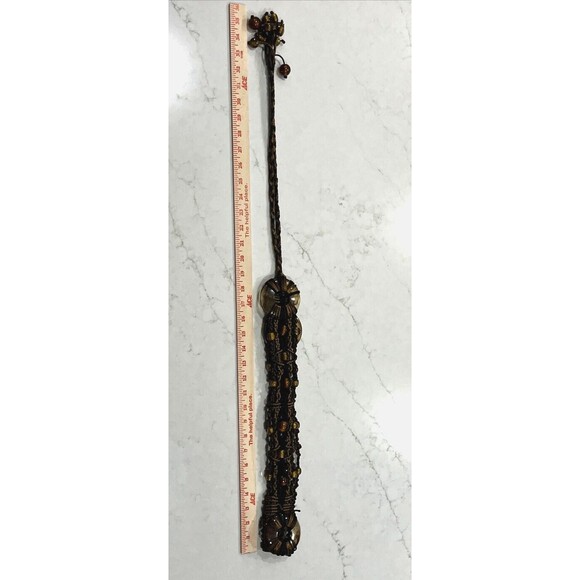 Retro Womens Macrame Brown Black Resin Bead BOHO BOHEMIAN Tie Belt lgth 36-72 " - Picture 8 of 9